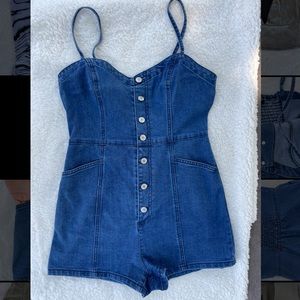 Cami shorts denim jumpsuit